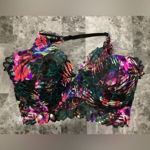 Pink Victoria's Secret padded lace halter bralette